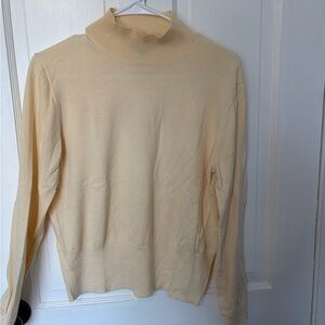 J. Crew Butter Yellow Mockneck silk-blend sweater with ribbed trim